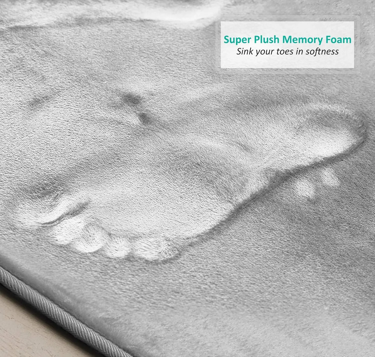 Clara Clark 3 Piece Bathroom Rugs Bath Mat Set, Velvet Memory Foam Bath Mats for Bathroom - Non-Slip, PVC Backing Bath Rugs, Washable - Dries Quickly, Silver