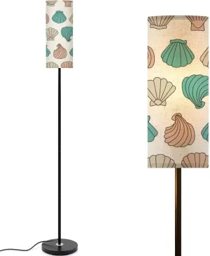 Collection Scallop Seamless Pattern for Print Decoration Modern Floor Lamp Minimalist Standing Lamps for Living Room LED Corner Lamp Remote Control Metal Pole Lamp for Bedroom, Reading