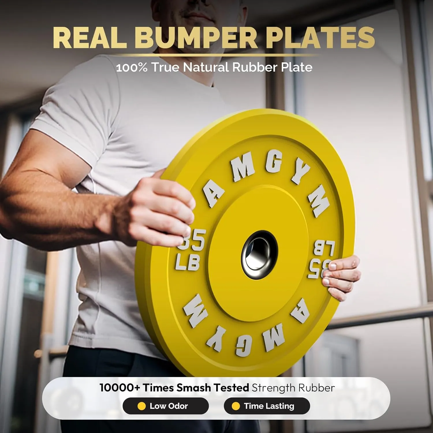 Color Coded Bumper Plate, Olympic Bumper Plate for Barbell, 2-Inch Bumper Weight Plates With Steel Insert, rubber weight plates for Strength Training in Home Gym