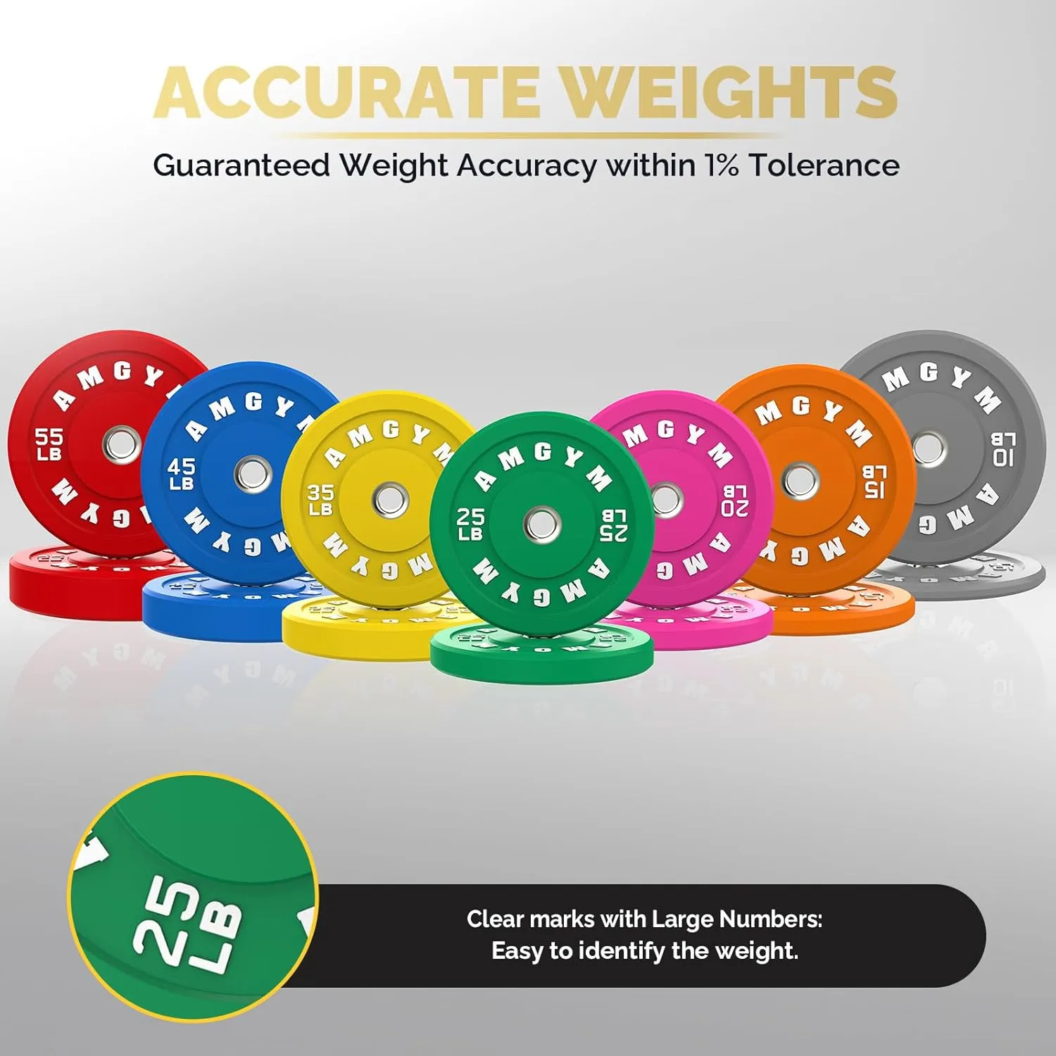Color Coded Bumper Plate, Olympic Bumper Plate for Barbell, 2-Inch Bumper Weight Plates With Steel Insert, rubber weight plates for Strength Training in Home Gym