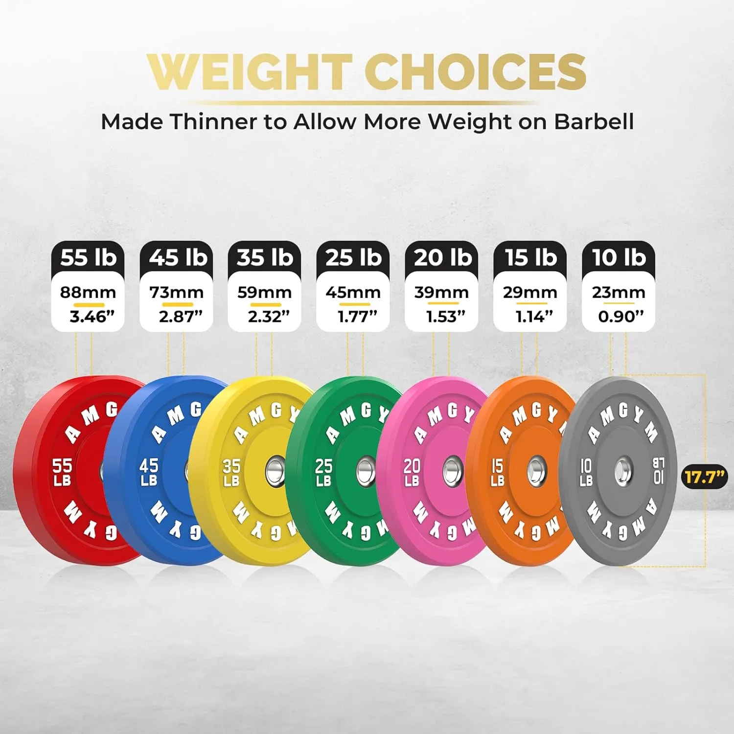 Color Coded Bumper Plate, Olympic Bumper Plate for Barbell, 2-Inch Bumper Weight Plates With Steel Insert, rubber weight plates for Strength Training in Home Gym