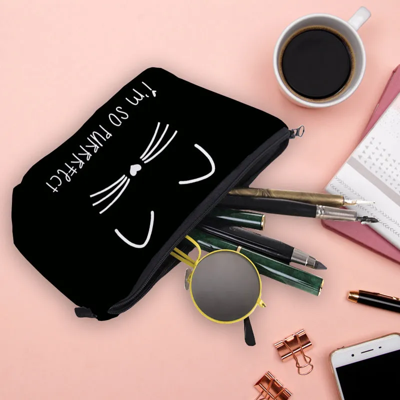 Color Smiley Face Cat Printing Wash Cosmetic Bags