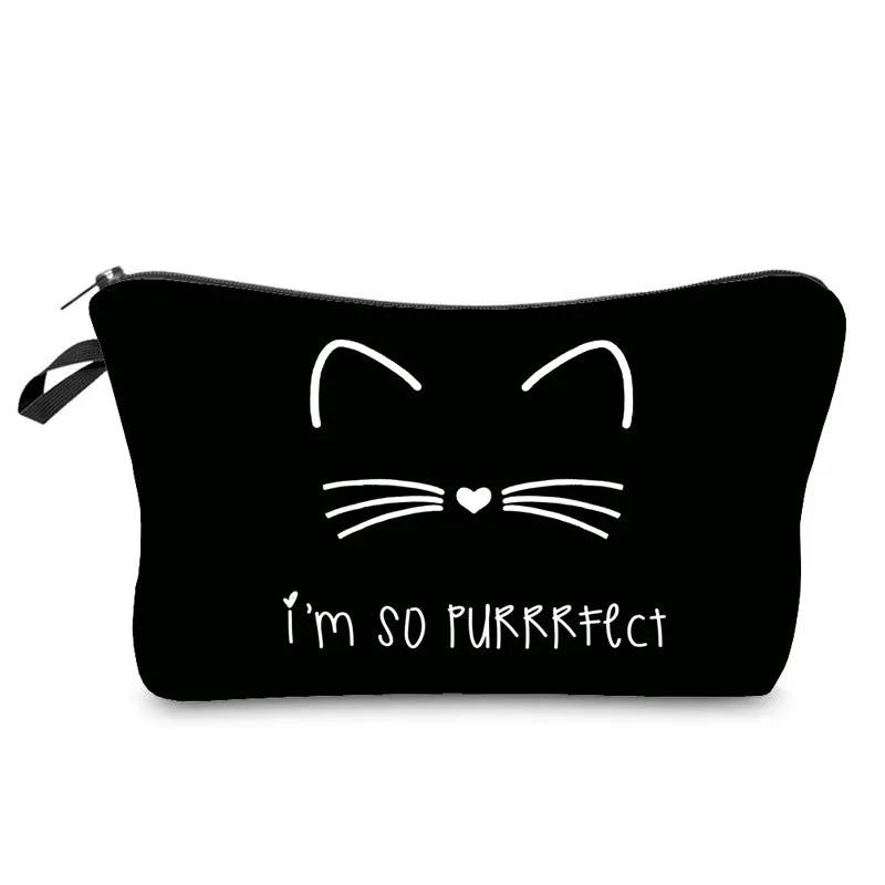 Color Smiley Face Cat Printing Wash Cosmetic Bags