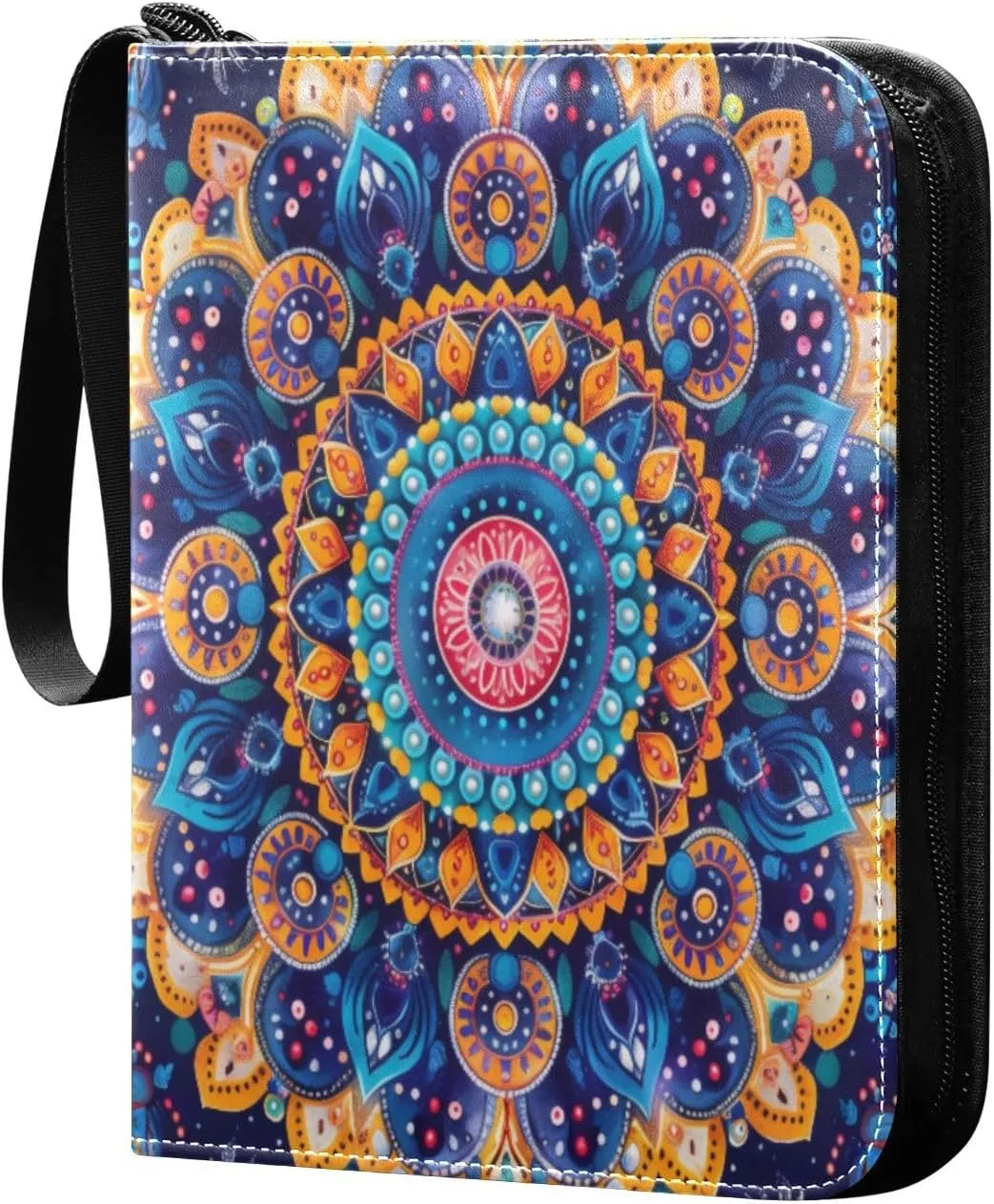 Colorful Mandala Card Binder 4-Pocket, 400 Pockets Trading Cards Holder Games Card Albums Storage Organizer Case for Football, Baseball Cards