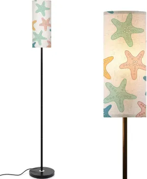 Colourful Seamless sea Star Fish Pattern Hand Drawn sea Star for Modern Floor Lamp Minimalist Standing Lamps for Living Room LED Corner Lamp Remote Control Metal Pole Lamp for Bedroom, Reading