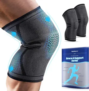 Compression Knee Brace for Women & Men, 2 Pack Knee Brace for Running, Knee Support Compression Sleeve, Sports Knee Braces for Meniscus Tear ACL & Arthritis Pain Relief(Black, X-Large)