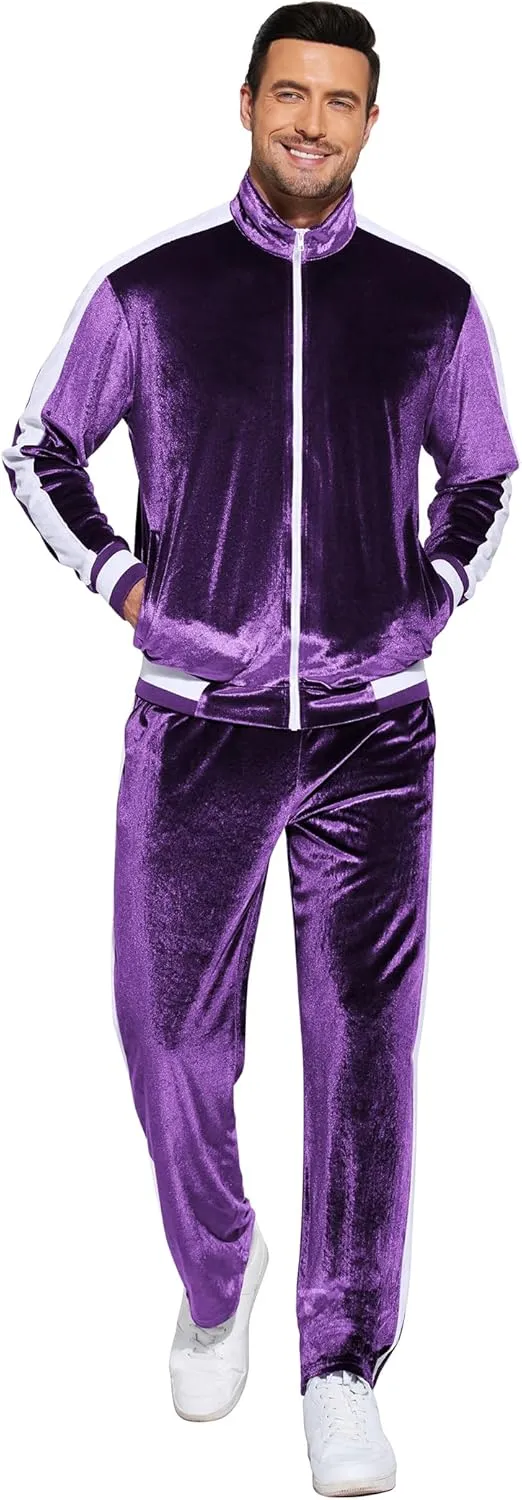 COOFANDY Mens Tracksuit 2 Piece Set Velour Velvet Sweatsuit Jogging Suits Full Zip Jacket Pants Outfits