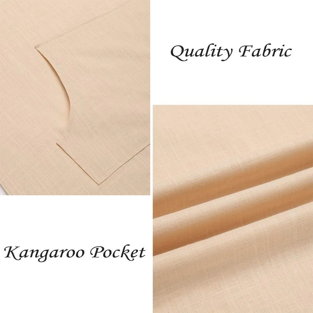 COOFANDY Men's V-Neck Linen Robe Short Sleeve Kaftan Thobe Long Gown Casual Shirt for Beach, Summer