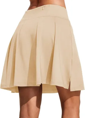 COOrun 18" Tennis Skirt Knee Length High Waist Skorts Skirts for Women Golf Pleated Built-in Shorts Skirts with Pockets