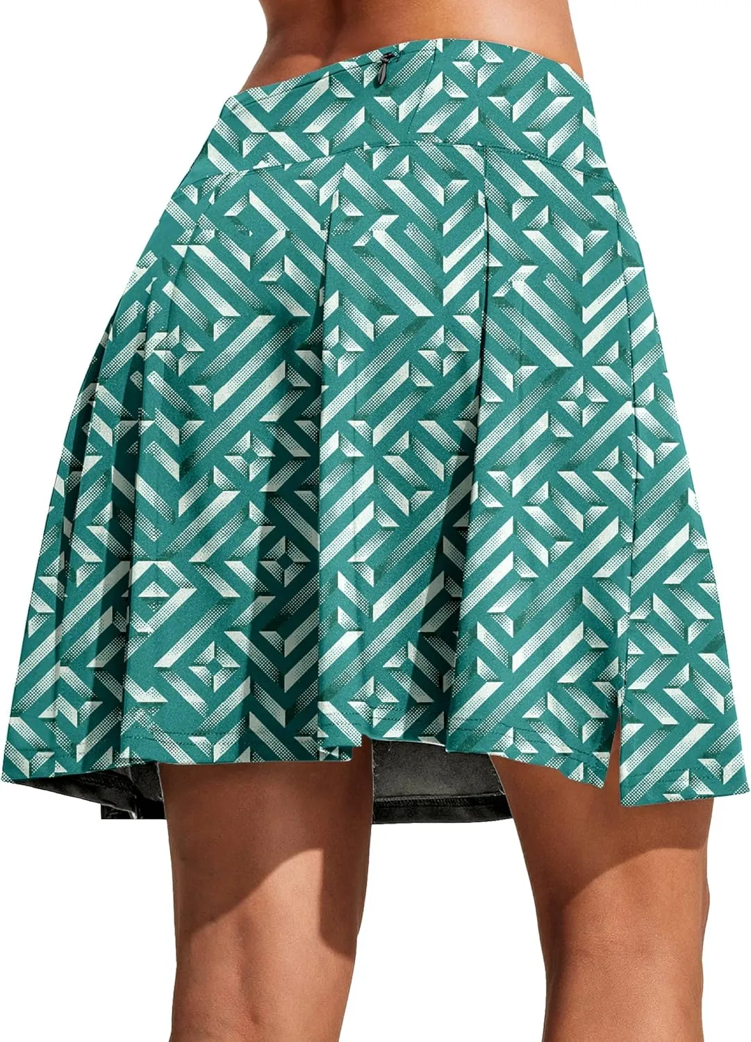 COOrun 18" Tennis Skirt Knee Length High Waist Skorts Skirts for Women Golf Pleated Built-in Shorts Skirts with Pockets