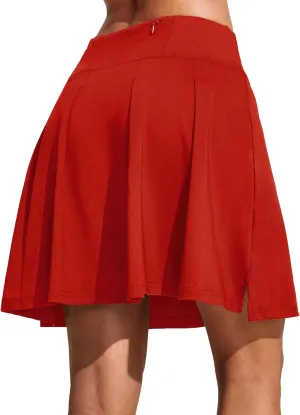 COOrun 18" Tennis Skirt Knee Length High Waist Skorts Skirts for Women Golf Pleated Built-in Shorts Skirts with Pockets