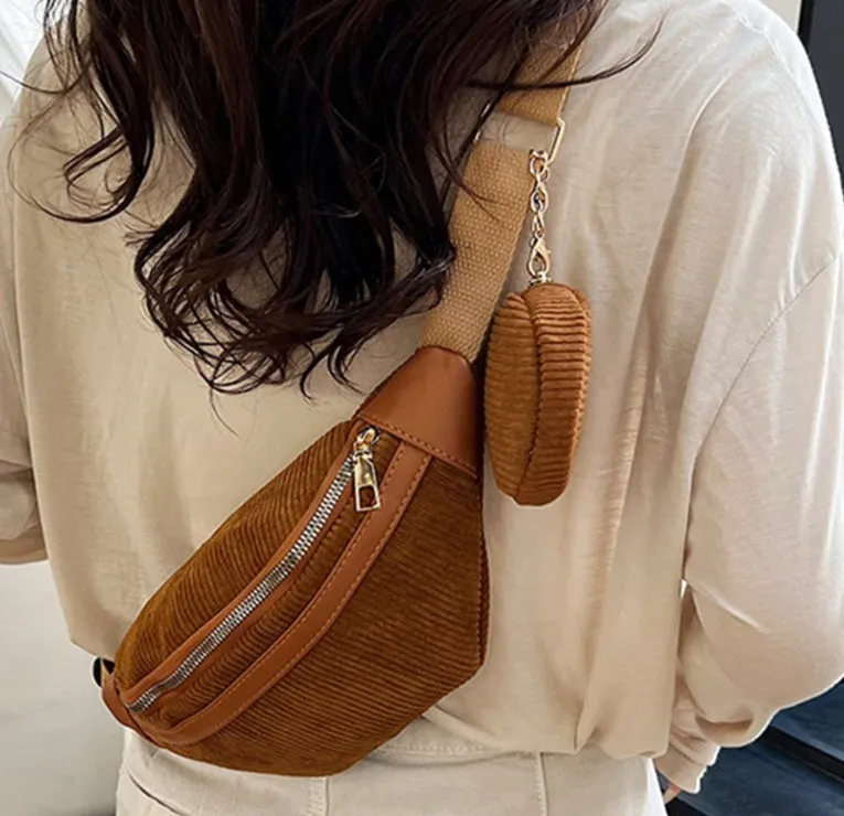 Corduroy Joy Crossbody Bag with Coin Purse