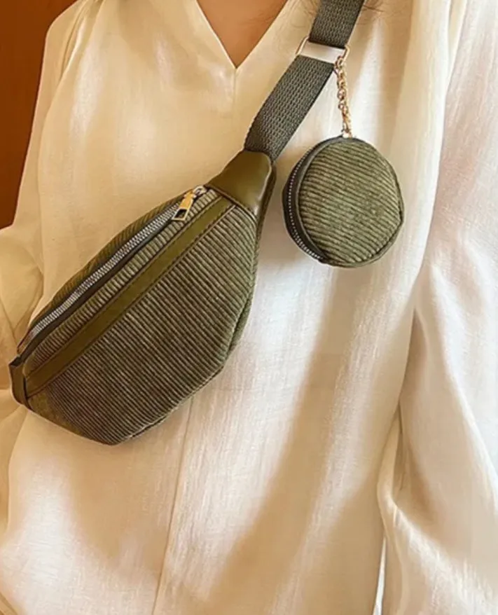 Corduroy Joy Crossbody Bag with Coin Purse