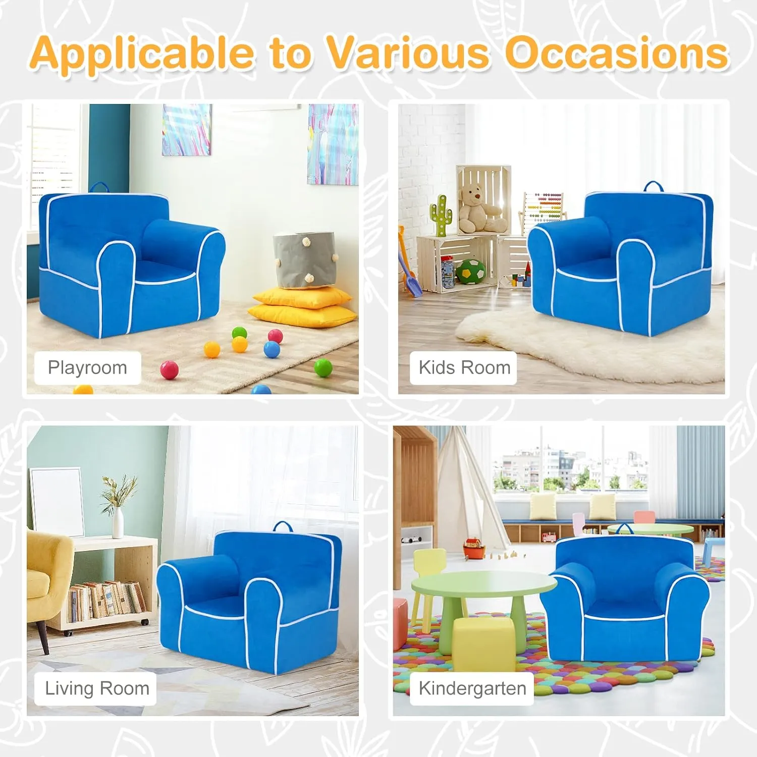 Costzon Kids Couch, Toddler Soft Sofa Chair w/Removable & Washable Velvet Surface for Preschool, Play Room, Nursery, Kindergarten, Toddler Sofa Couch for 0-5 Year Old Boys Girls Birthday Gift (Blue)