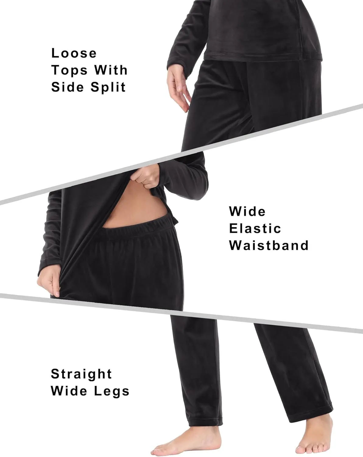 COZZIPLUS Women Velour Sweatsuits Sets Lounge Set 2 Piece Sweatsuit Crew Neck Sweatshirt and Sweatpant Velvet Jogging Suit