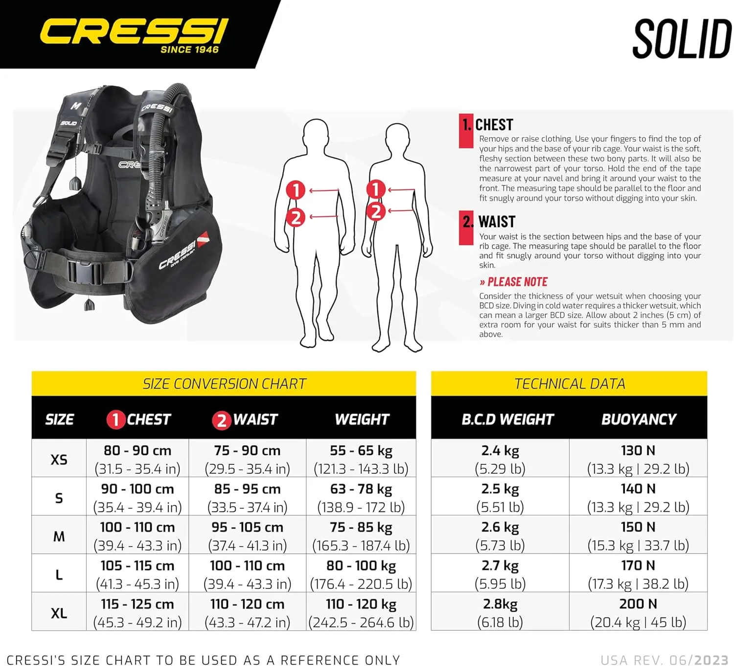 Cressi Scuba Diving Jacket BCD Designed for Intense Use - High-Lift Capacity, Nylon 500D, Large Pockets - Solid: Designed in Italy