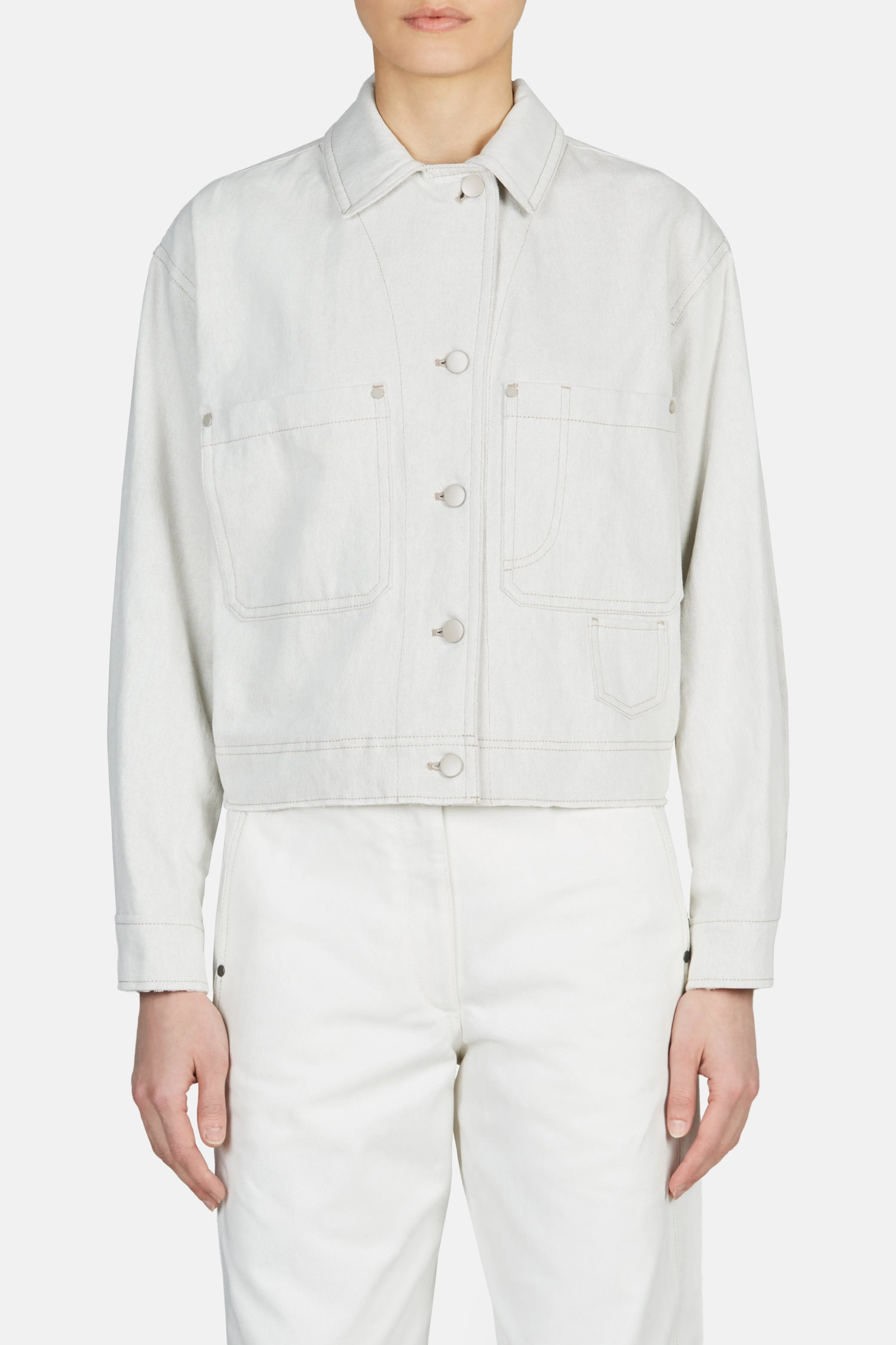 Cropped Utility Jacket - Chalk
