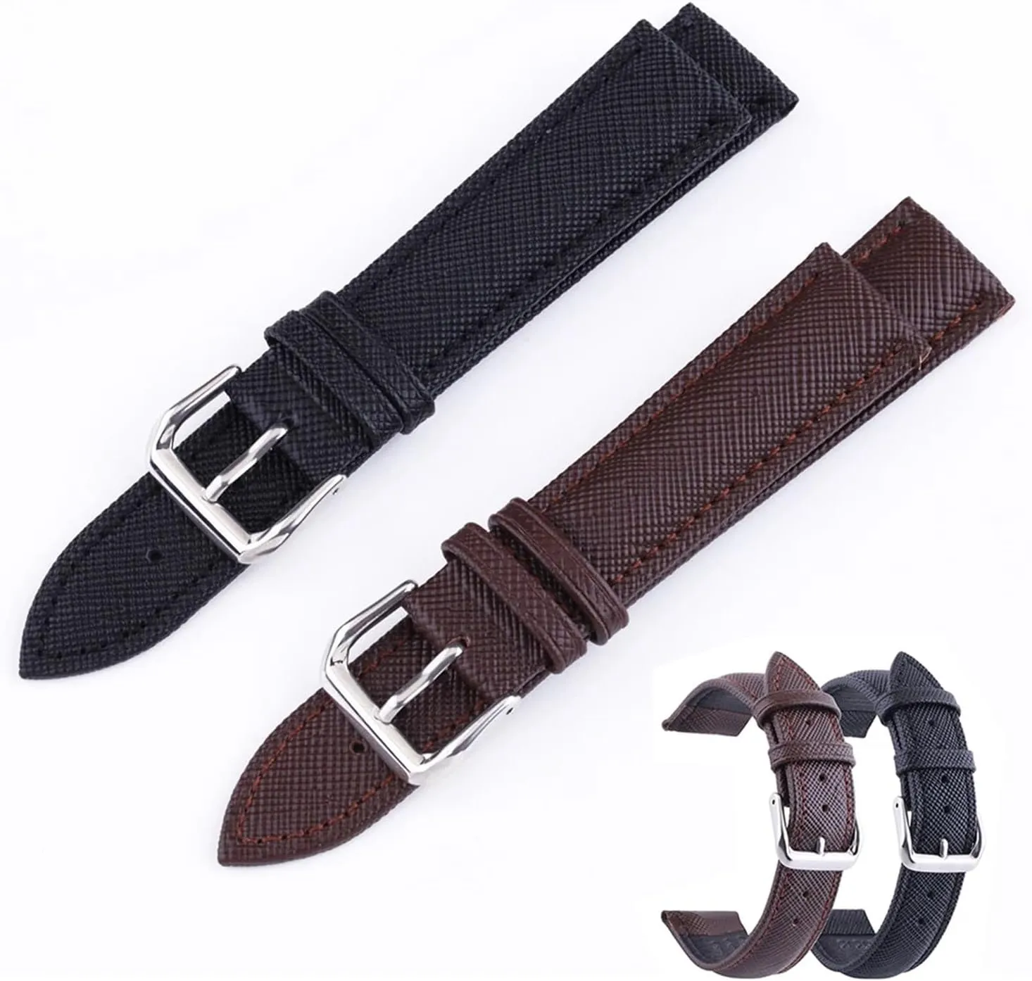 Cross pattern head layer calf leather strap 12mm-24mm Watch Accessories 20mm 22mm black brown multi size watchband