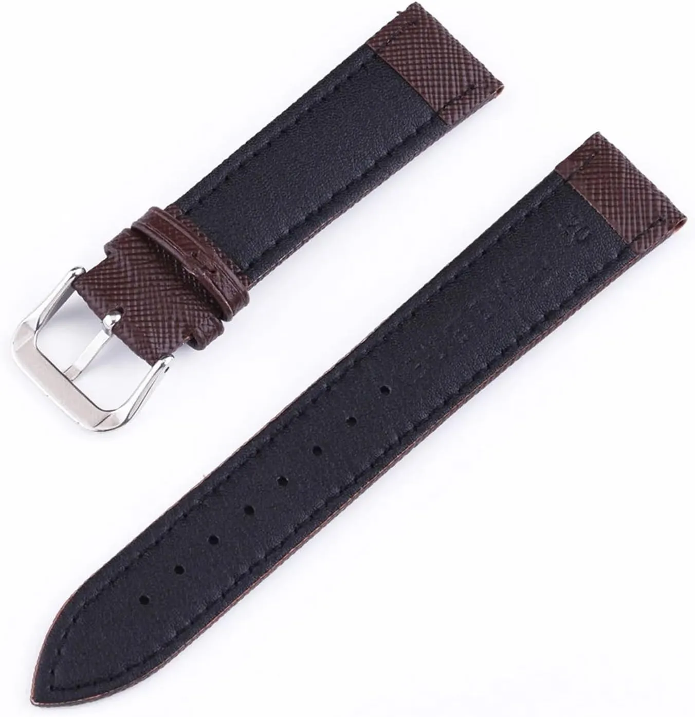 Cross pattern head layer calf leather strap 12mm-24mm Watch Accessories 20mm 22mm black brown multi size watchband