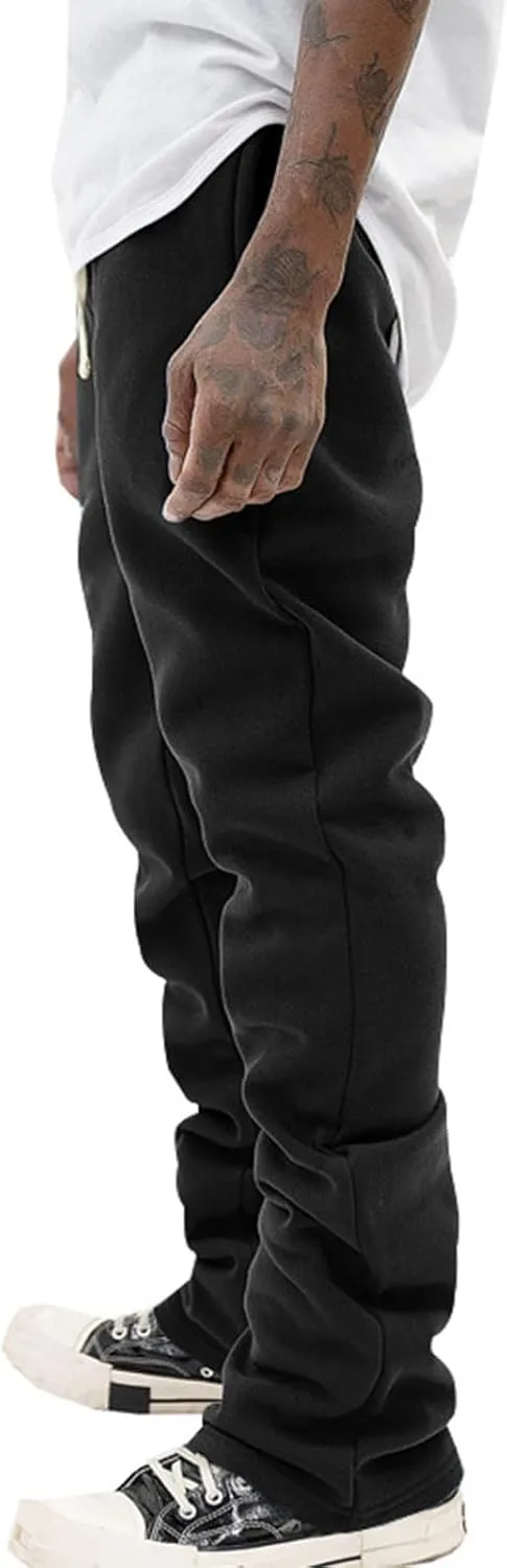 Ctreela Men Bootcut Stacked Sweatpants Joggers Sweatpants Athletic Running Pants Drawstring Workout Track Pants with Pockets