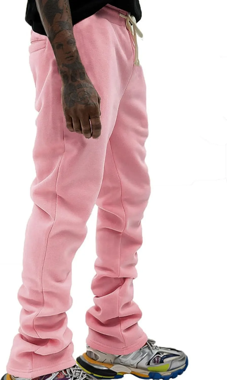 Ctreela Men Bootcut Stacked Sweatpants Joggers Sweatpants Athletic Running Pants Drawstring Workout Track Pants with Pockets