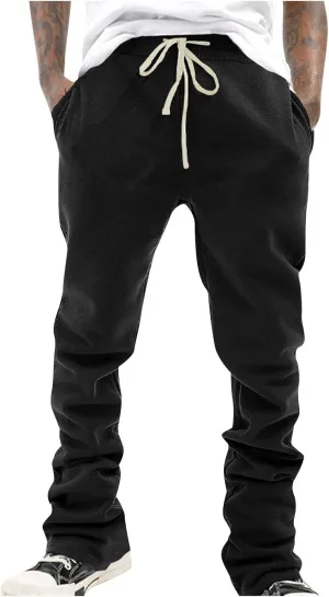 Ctreela Men Bootcut Stacked Sweatpants Joggers Sweatpants Athletic Running Pants Drawstring Workout Track Pants with Pockets