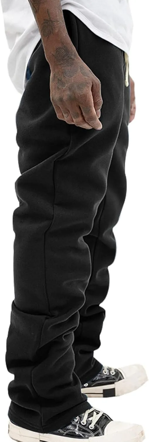 Ctreela Men Bootcut Stacked Sweatpants Joggers Sweatpants Athletic Running Pants Drawstring Workout Track Pants with Pockets