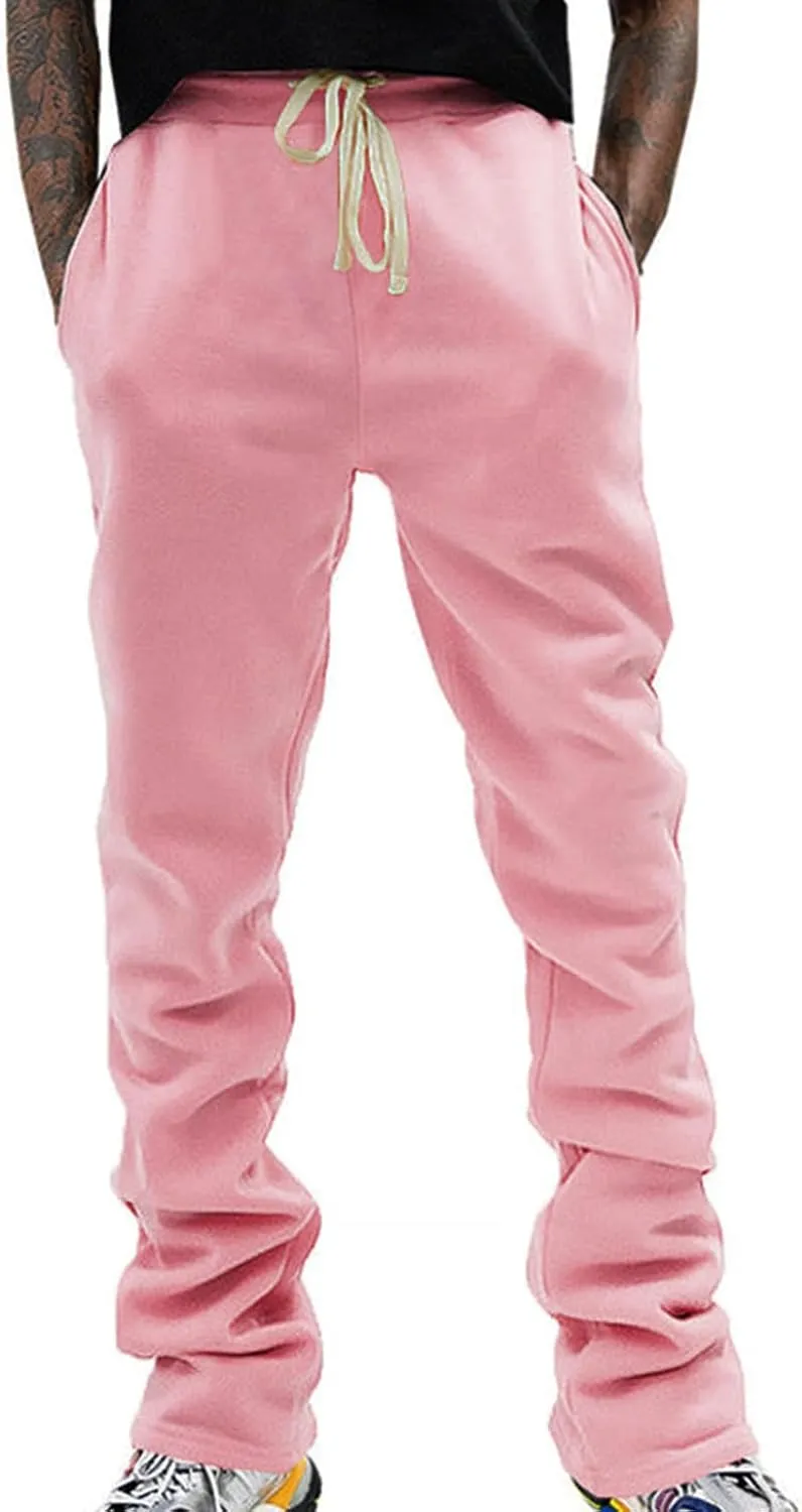 Ctreela Men Bootcut Stacked Sweatpants Joggers Sweatpants Athletic Running Pants Drawstring Workout Track Pants with Pockets