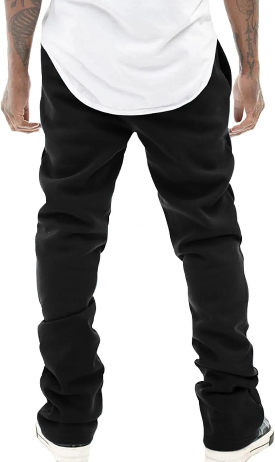 Ctreela Men Bootcut Stacked Sweatpants Joggers Sweatpants Athletic Running Pants Drawstring Workout Track Pants with Pockets