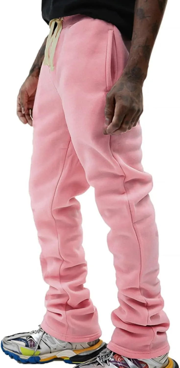 Ctreela Men Bootcut Stacked Sweatpants Joggers Sweatpants Athletic Running Pants Drawstring Workout Track Pants with Pockets