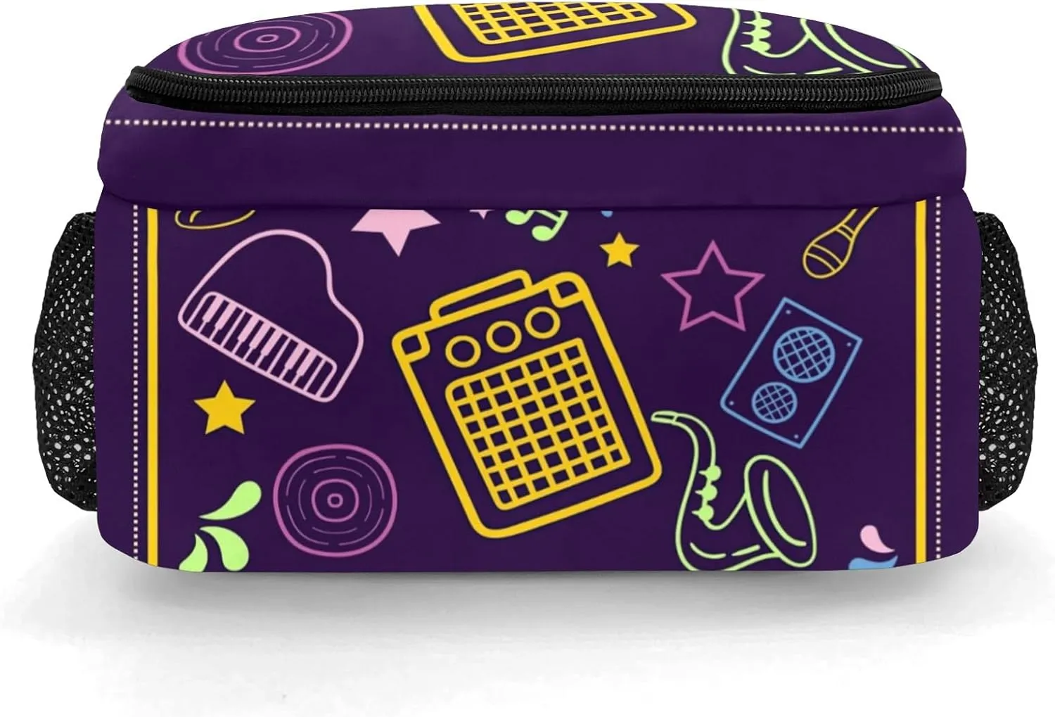Custom Purple Cartoon Music Backpack Custom Name Large Capacity Shoulder Bags for Sports Party