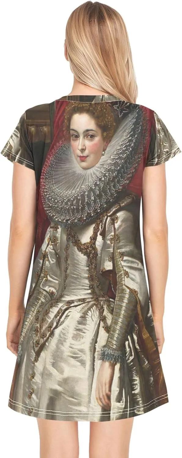 Custom Rubens Portrait Marchesa Brigida Spinola Doria Women Gowns Sleeping Short Dress Sleepshirt Cute Nightwears S