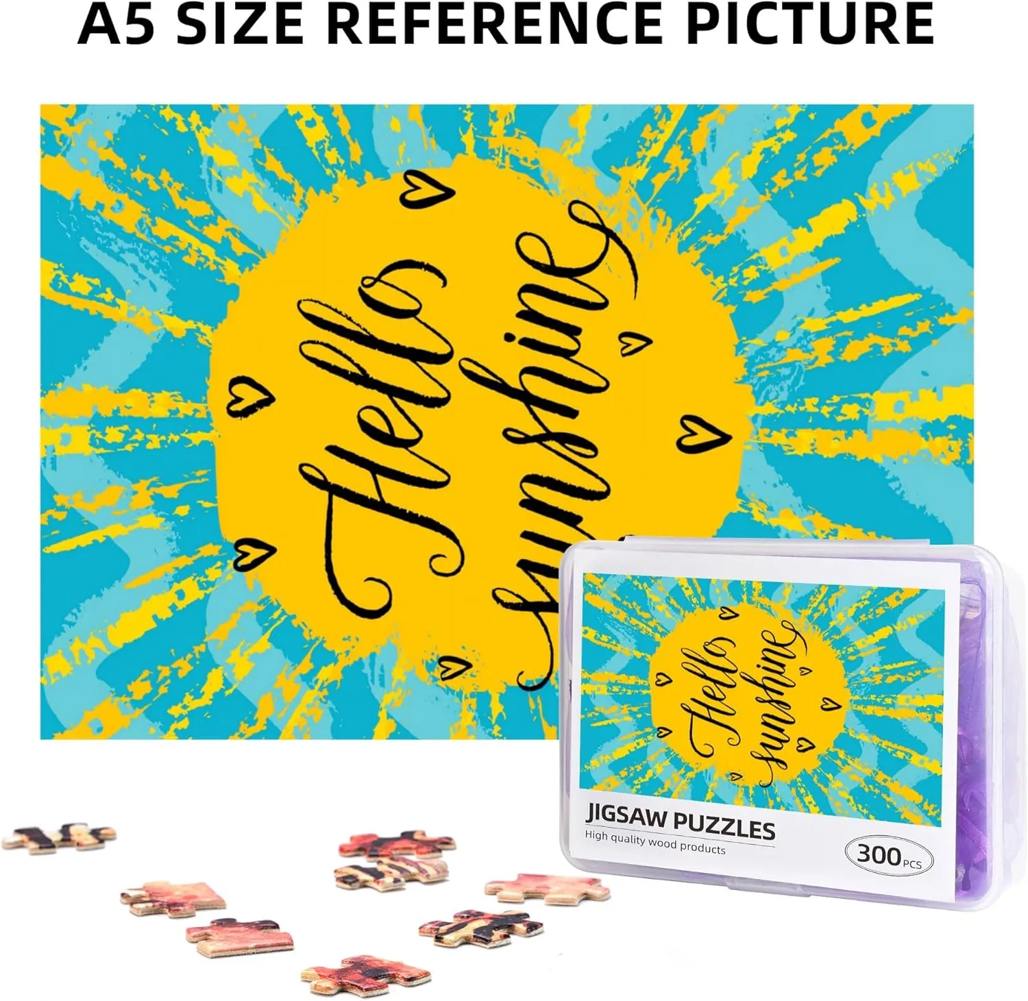 Cute Cat Print,Wooden Picture Puzzle for Adults,The Cat Cowboy on a Horse,High Resolution, Matte Finish,Smooth Edging,Multicolor Plastic Box Storage 300PCS