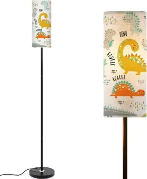 Cute funny kids dinosaurs pattern Colorful dinosaurs Backdrop for Modern Floor Lamp Minimalist Standing Lamps for Living Room LED Corner Lamp Remote Control Metal Pole Lamp for Bedroom, Reading