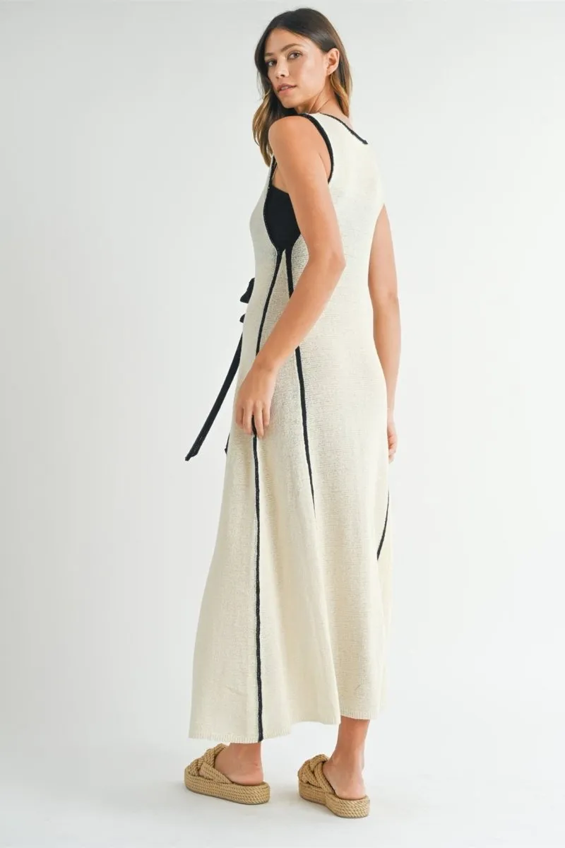 Cynthia V-Neck Sleeveless Midi Dress | White | Casual | Linen Blend