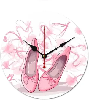 Decorative Wooden Modern Wall Clock Non Ticking Wall Clock Ballet Shoes Round Battery Operated Clock for Bathroom Kitchen Bedroom Living Room Black 13.4 in