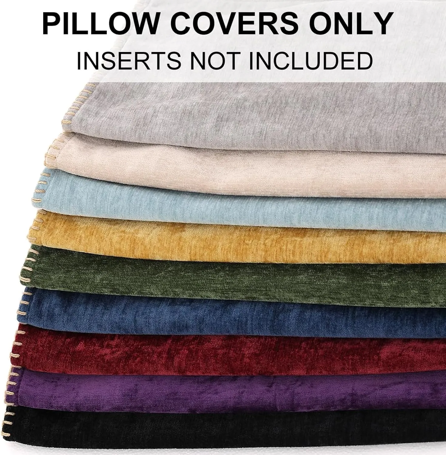 decorUhome Chenille Soft Throw Pillow Covers 12x20 Set of 2, Lumbar Velvet Farmhouse Neutral Decorative Pillow Covers with Stitched Edge for Couch Sofa Bed Home Decor, Cream White