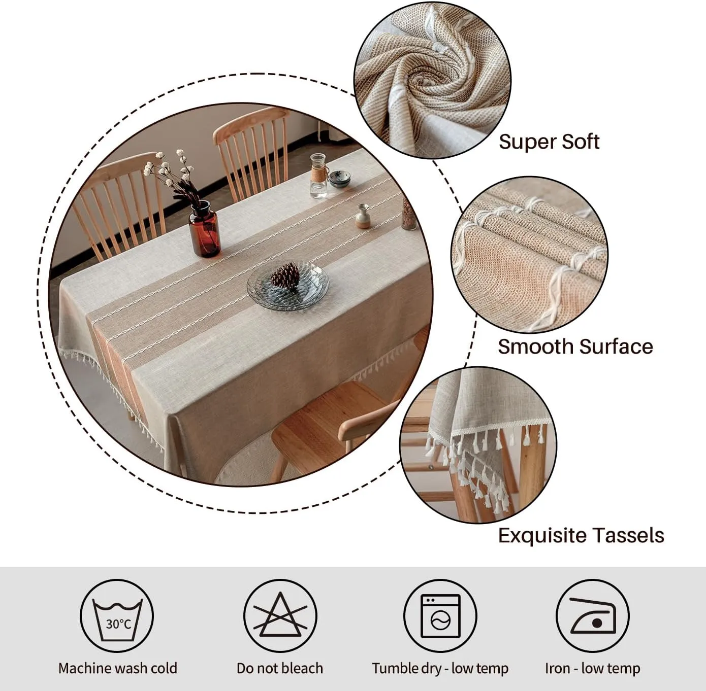 Deep Dream Tablecloths, Waterproof Table Cloth, Linens Wrinkle Free Anti-Fading, Rustic Table Cover Decoration for Kitchen Dinning Christmas(Rectangle/Oblong, 55''x140'',12-14 Seats, Light Coffee)