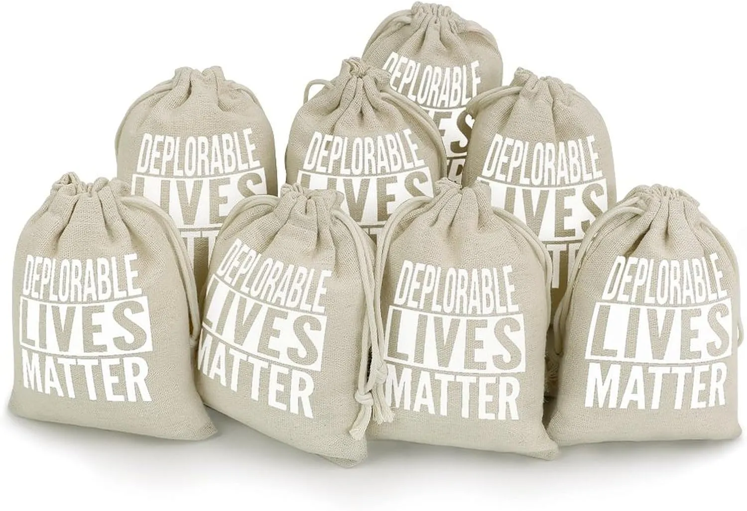 Deplorable Lives Matter Fashion Bunches Pocket 8 Pack Cotton Storage Drawstring Bags Cute Sachet Bag