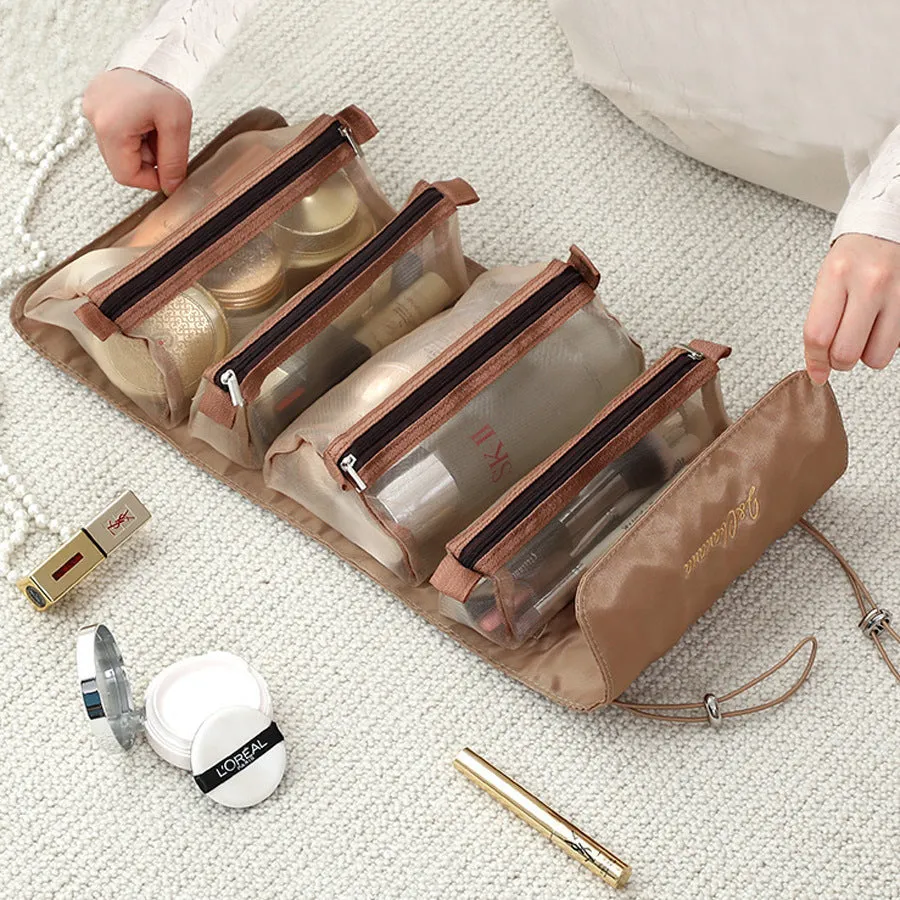 Detachable Mesh Portable Large Capacity Foldable Cosmetics Storage Cosmetic Bags