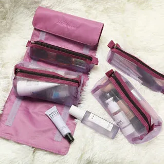 Detachable Mesh Portable Large Capacity Foldable Cosmetics Storage Cosmetic Bags
