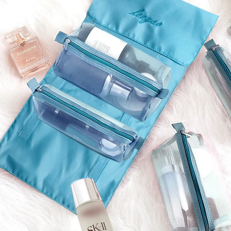Detachable Mesh Portable Large Capacity Foldable Cosmetics Storage Cosmetic Bags