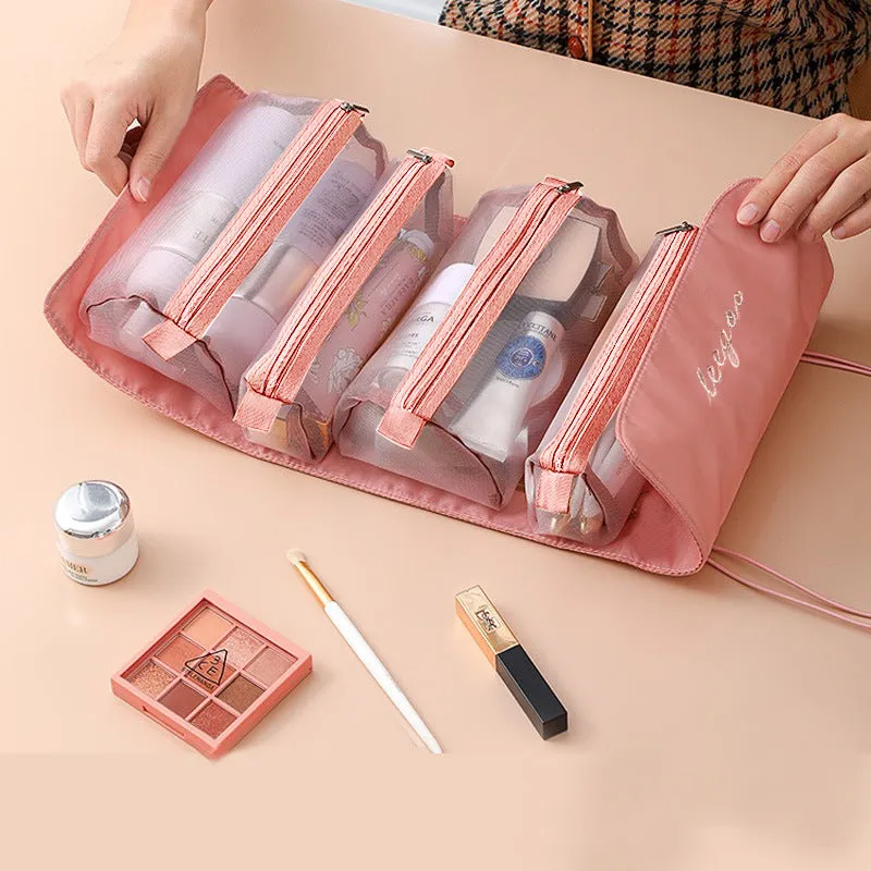 Detachable Mesh Portable Large Capacity Foldable Cosmetics Storage Cosmetic Bags