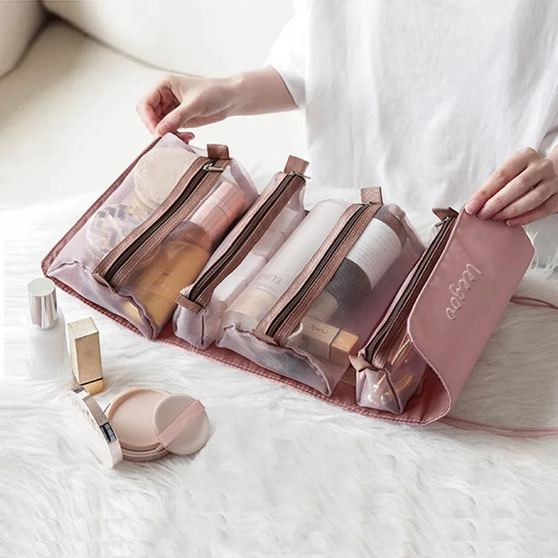 Detachable Mesh Portable Large Capacity Foldable Cosmetics Storage Cosmetic Bags