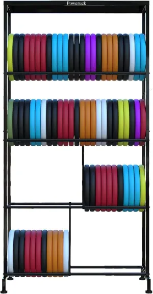 Disc Golf Storage Racks, Large Capacity Storage Holder Rack for Sports Discs, 4 Tier Metal Shelves Organizer for Home Garage Basement