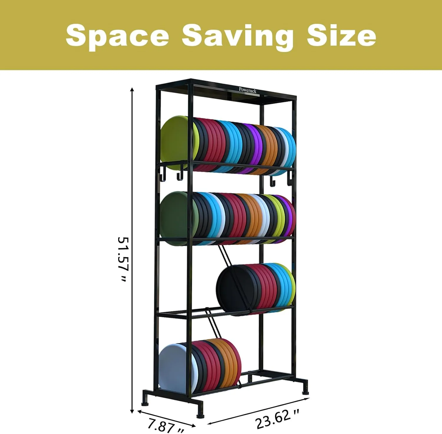 Disc Golf Storage Racks, Large Capacity Storage Holder Rack for Sports Discs, 4 Tier Metal Shelves Organizer for Home Garage Basement