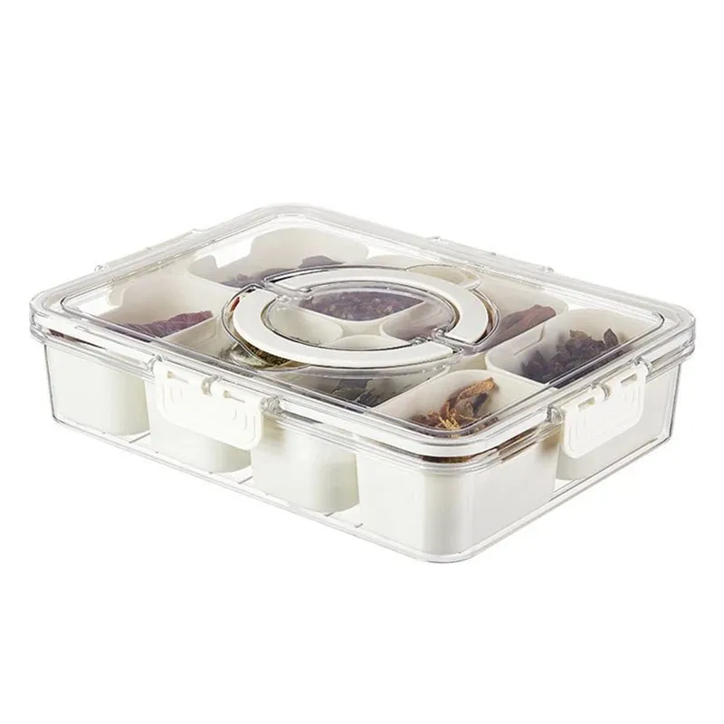 Divided Serving Tray – Portable Charcuterie & Snack Box with Lid & Handle for Sweets & Fruits