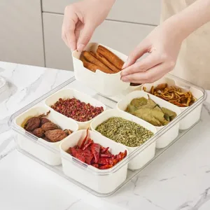 Divided Serving Tray – Portable Charcuterie & Snack Box with Lid & Handle for Sweets & Fruits
