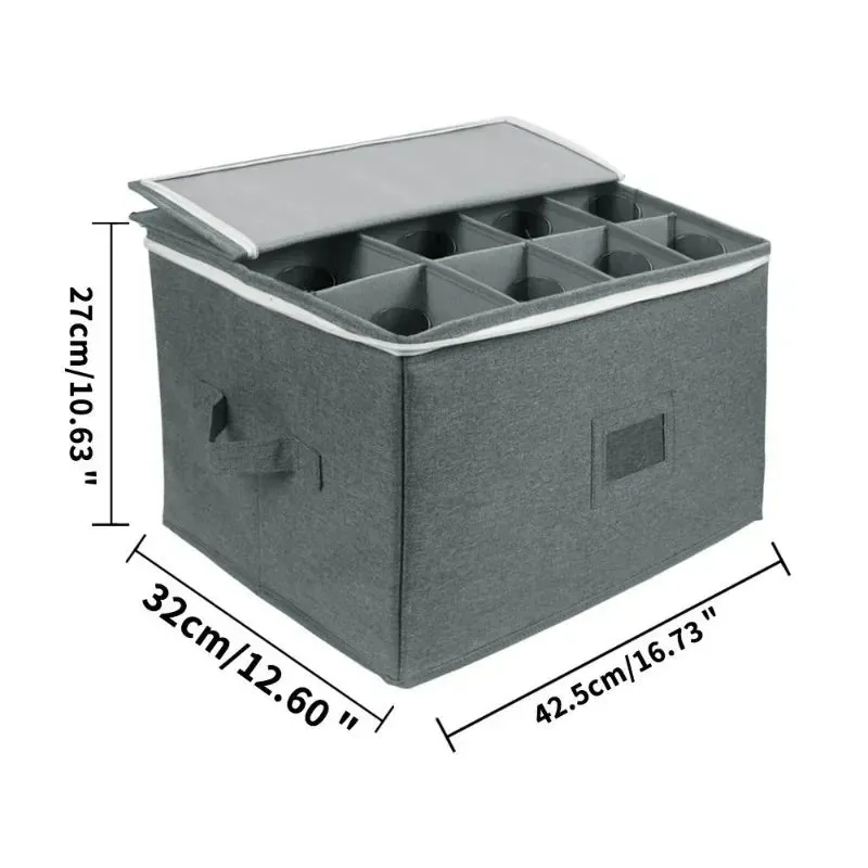 Divided Wine Glass Storage Box 42.5 X 32 X 27 Cm