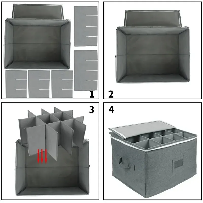 Divided Wine Glass Storage Box 42.5 X 32 X 27 Cm